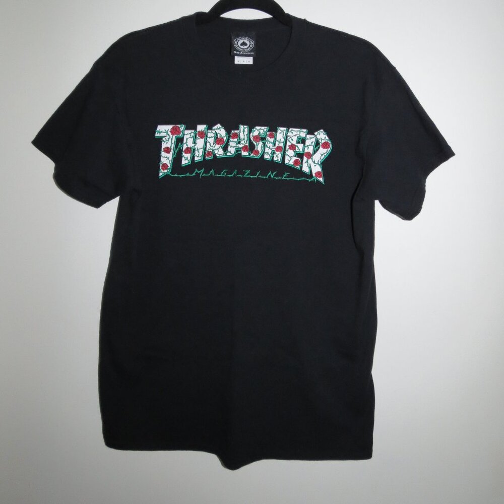 Thrasher Rose Logo Unisex T-Shirt, Size Medium